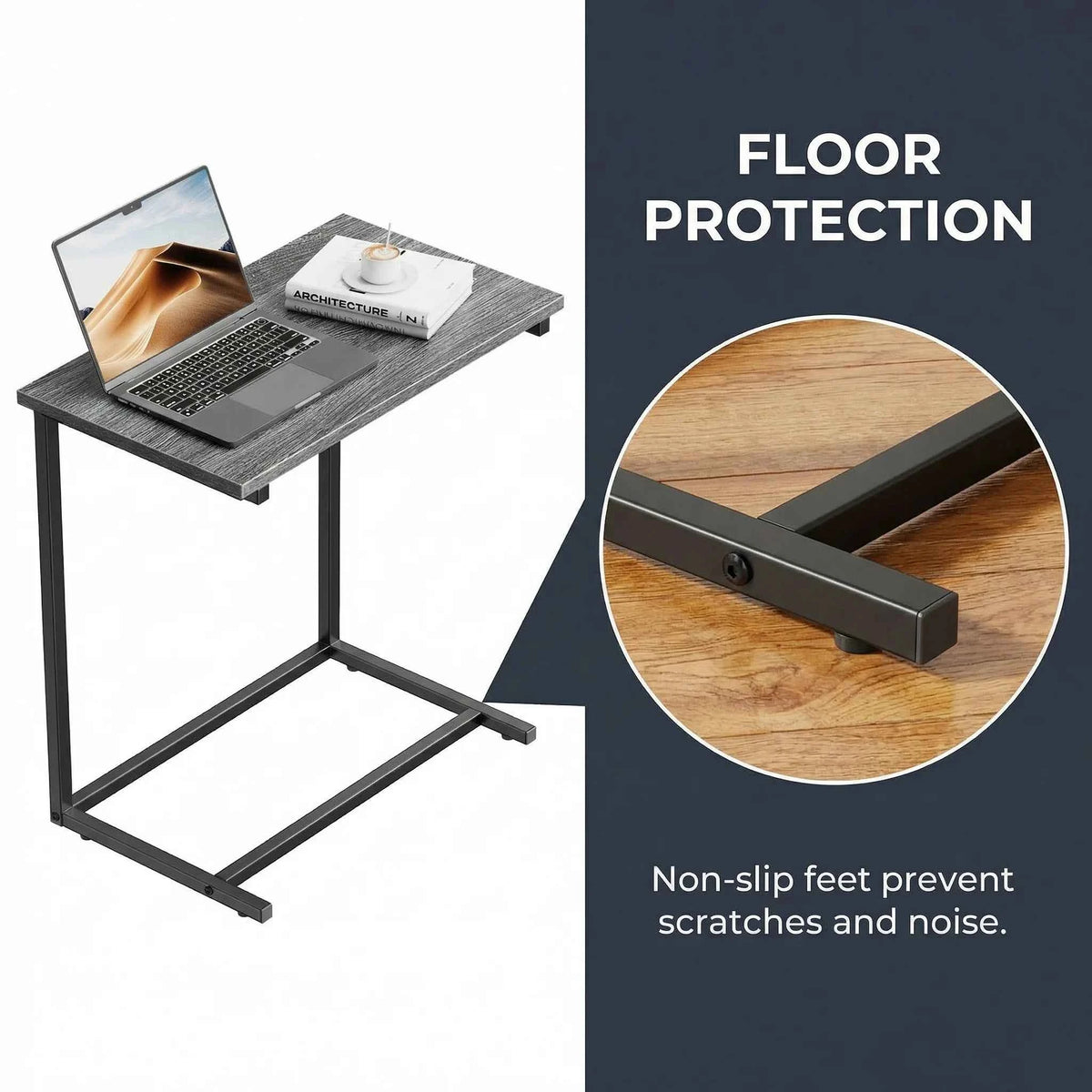 1/2 Packs C Shaped End Table, 27 Inches High, Table Slides Under most furniture, Sofa Side Table for Living Room