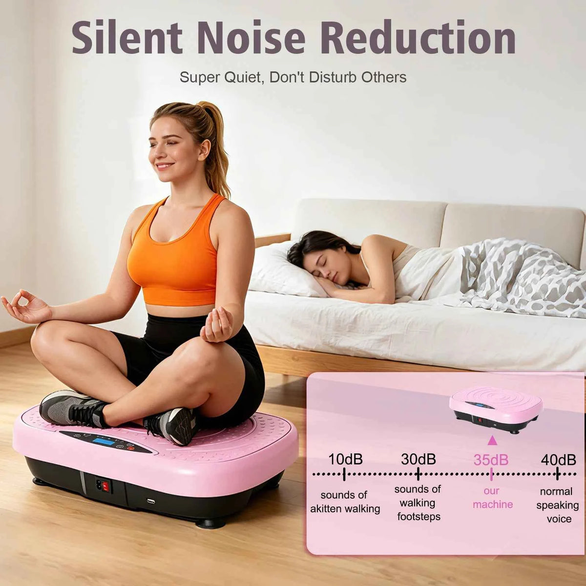 Portable Vibration  Exercise Machine for Whole Body Workout  with Bluetooth. Resistance Bands 5 Yoga Straps, 10 Auto, 200 Manual Speed Settings for Weight Loss & Shaping