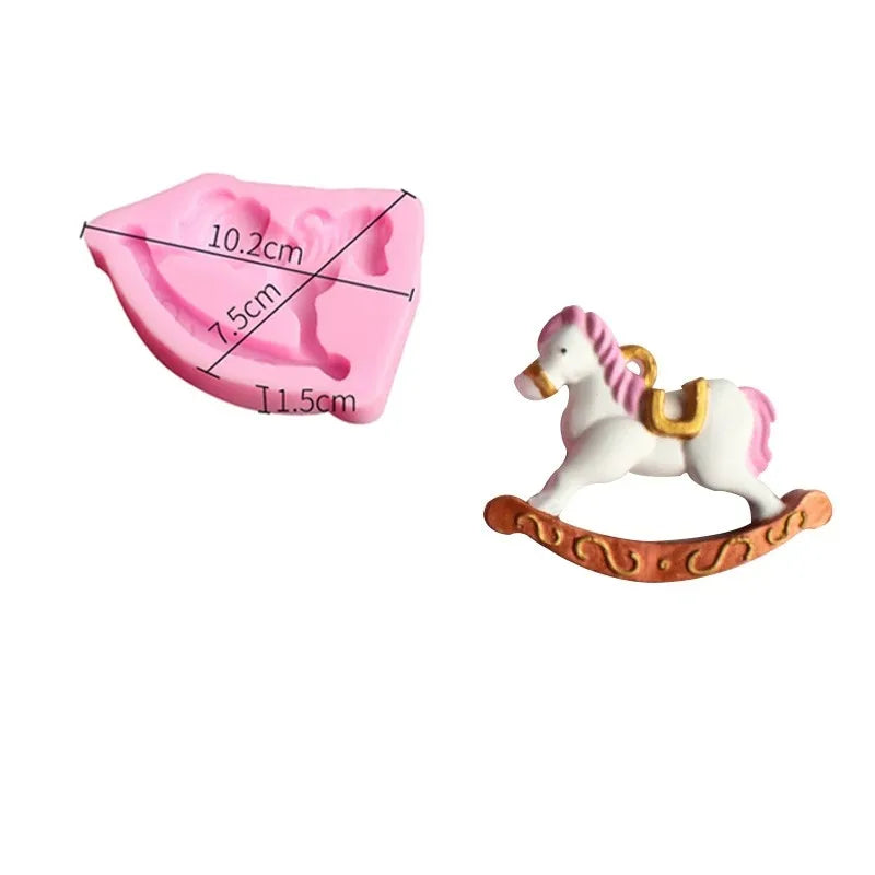 Carousel Horse Silicone Resin Molds. Gum Paste Chocolate Fondant Mould For Cake Decorating, Cupcake Topper. Baby Shower Party Tools