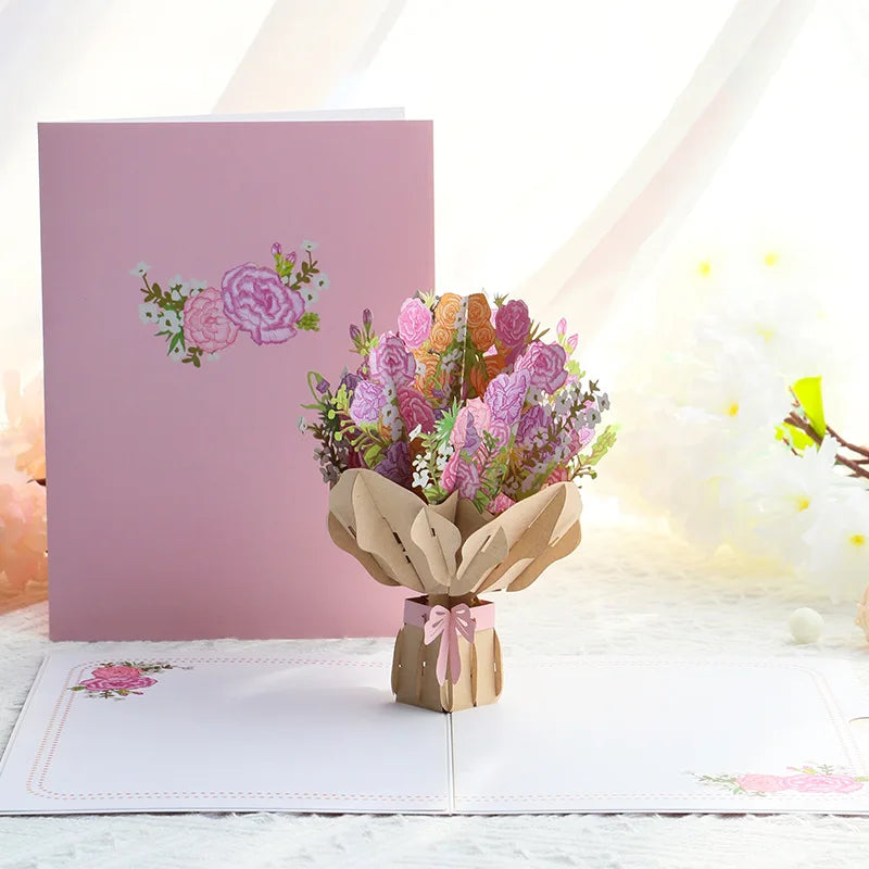 3D Pop Up Flower Greeting Cards or Wedding Card or Anniversary, Thanksgiving, Valentines Day, Birthday, Gift, Thank You Cards, or Handmade Cards