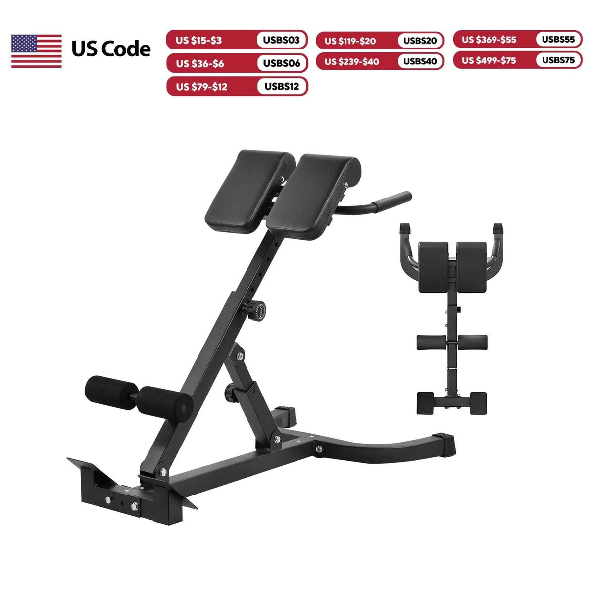 Adjustable Roman Chair for Home Gym, Folding Hyperextension Bench for Lower Back, Heavy Duty Back Extender Machine with 5-Level Height Settings, Space Saving Exercise Equipment for Glutes Abs and Hip Training