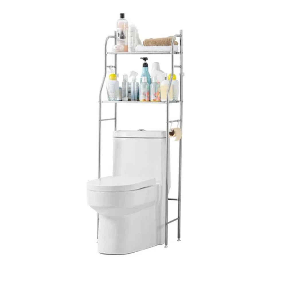 2/3-Tier Freestanding Over The Toilet Storage. Metal Bathroom Shelves with Paper Holder and Removable