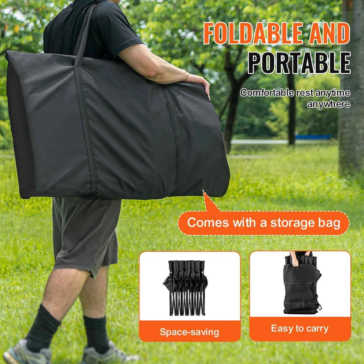SucceBuy 6/8 Seat Foldable Sideline Bench. Outdoor, Camping Bench Chair with Bag & Backres. Team Sport Sideline Bench