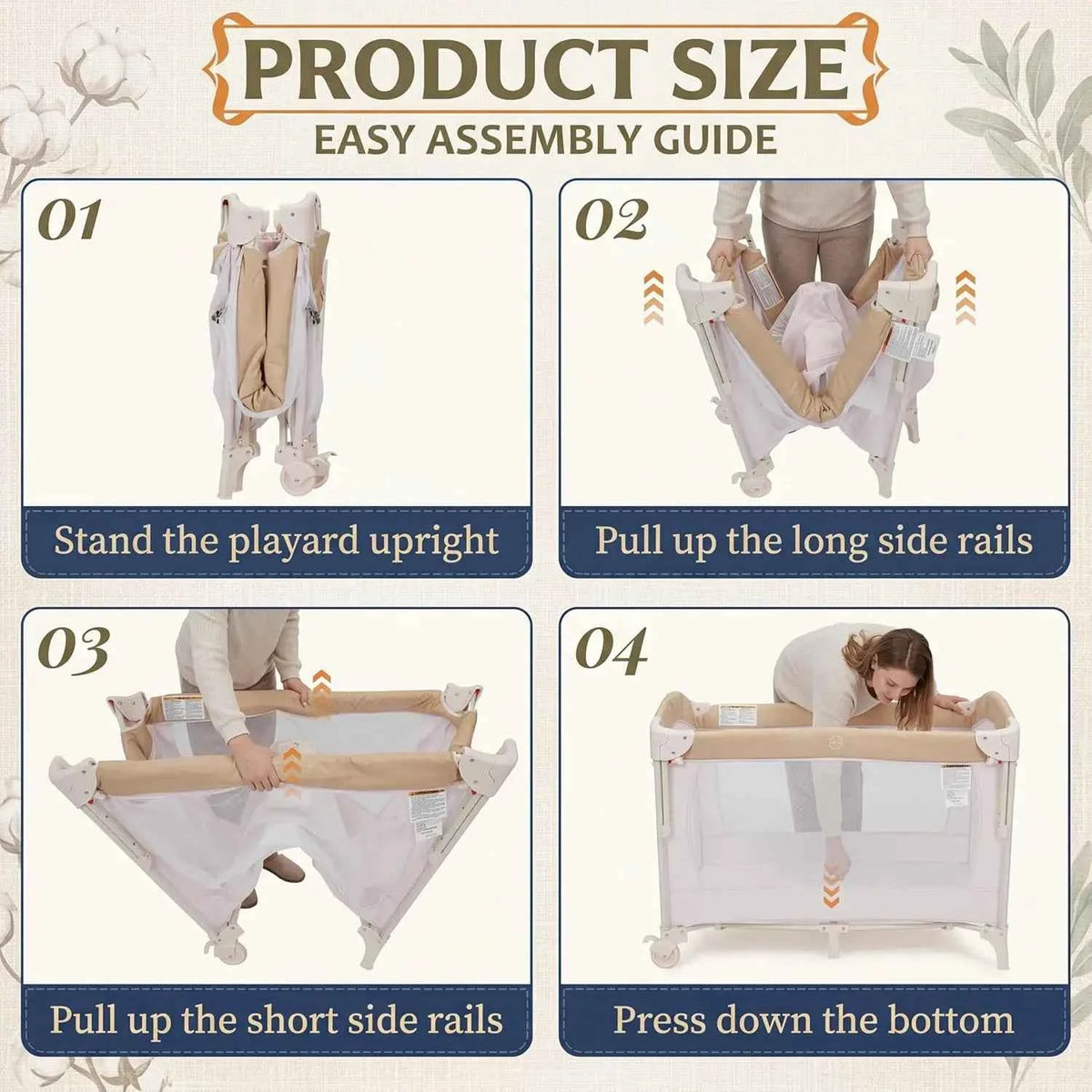 5-in-1 Playard for Babies with Bassinet, Changing Station, Portable Crib & Playpen, Breathable Mesh, Firm Mattress & One-Hand Fold