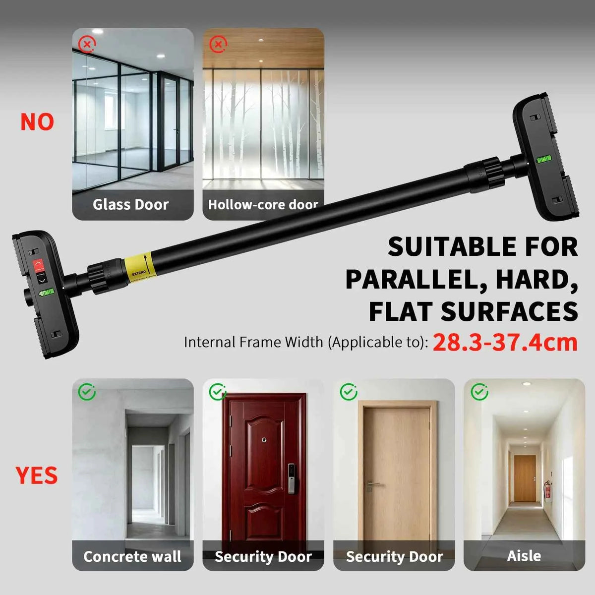 Doorway Pull Up Bar. No Screws. 440Lbs Capacity. Adjustable 72-95 Cm. Chin Up Bar With Dual Gear Lock Level Meter And Anti-Slip Pvc Pads For Home, Gym, Strength Training