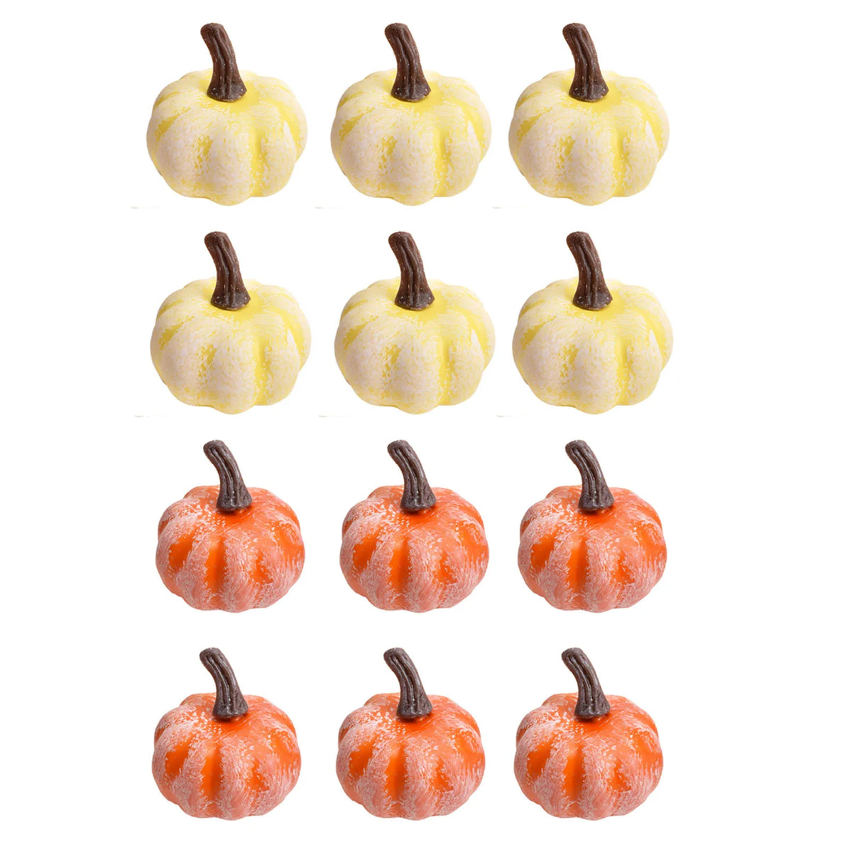 12 Pcs Faux Foam Pumpkins, Orange & Yellow Artificial Pumpkins