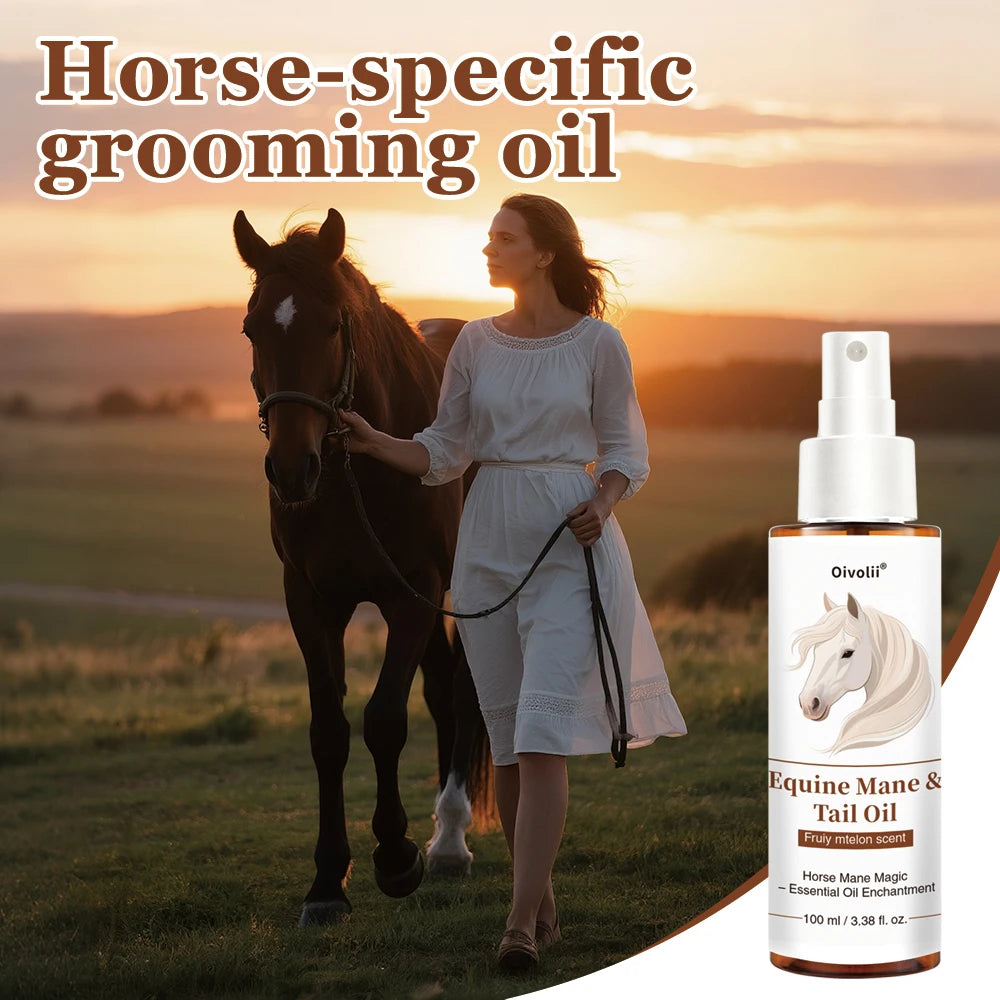 Horse Hair Care Oil, To keep a Shiny Coat, Mane & Tail,  Growth. Natural Plant Ingredients with  Detangler Conditioner Treatment. Grooming for All Breeds