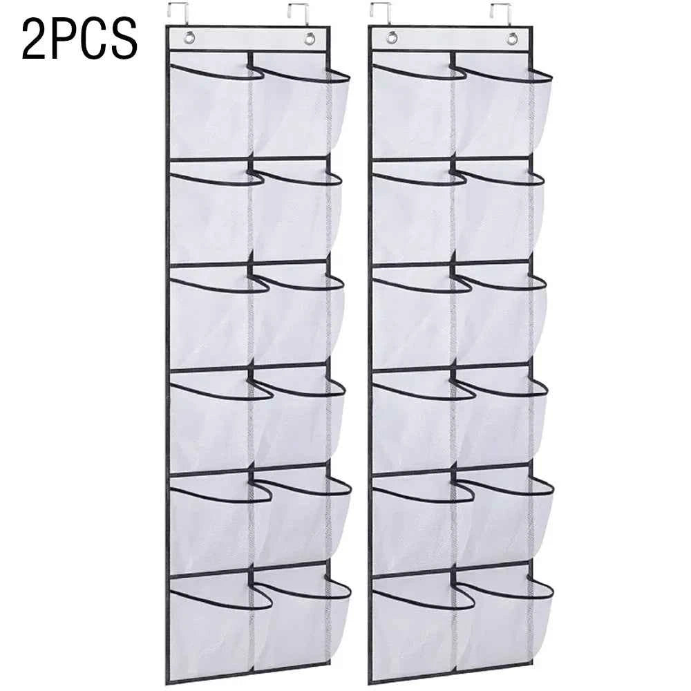 12 Pockets Over the Door Organizer. Large Mesh Pockets With 2 Hooks Transparent Fabric