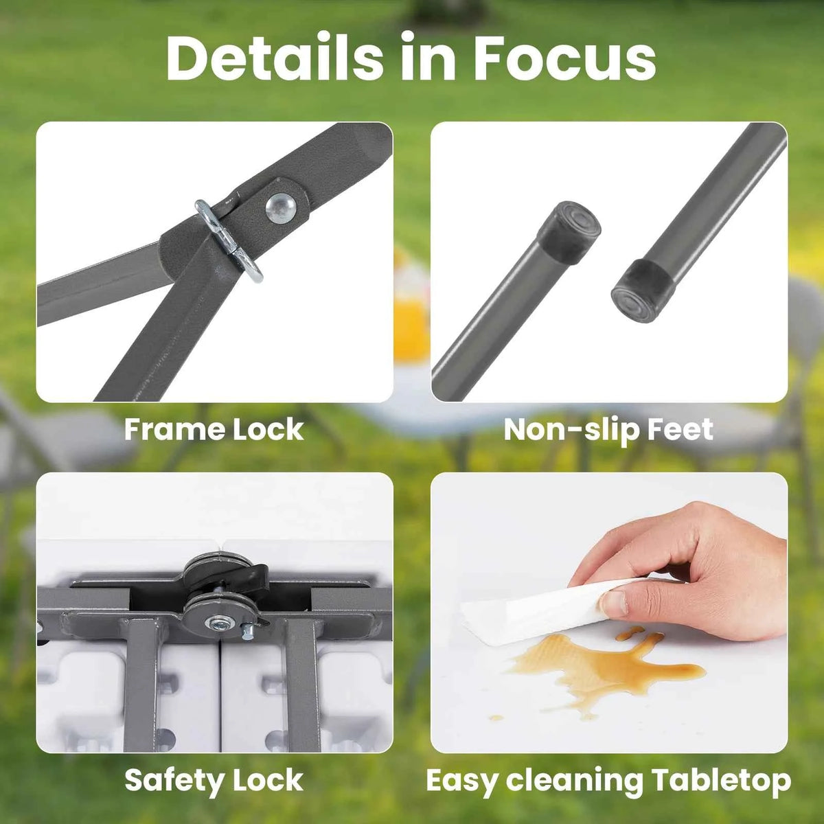 JHK Portable Folding Outdoor Camping or Hiking Table. Heavy Duty Foldable Table with Carrying Handle Safety Lock For Camping Furniture