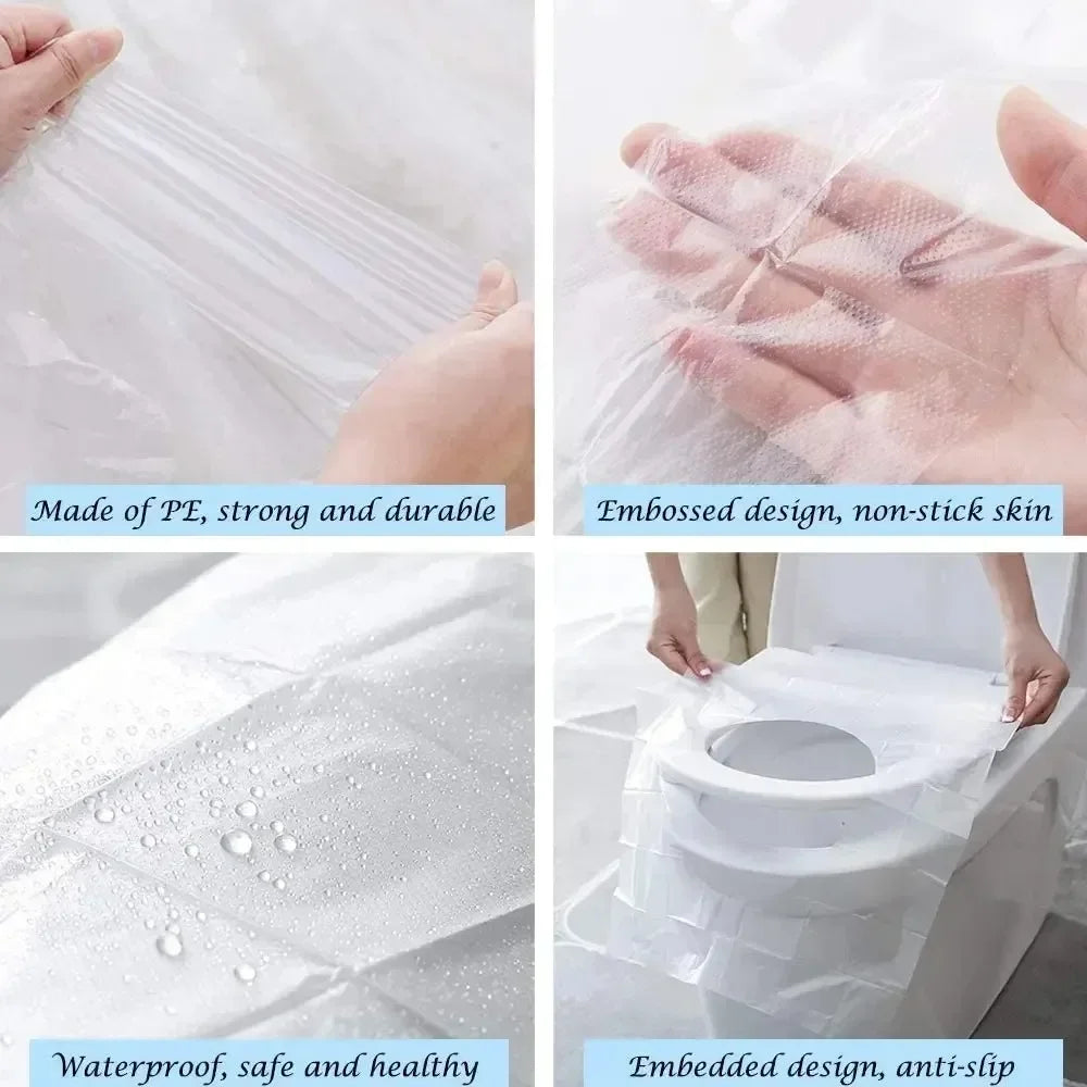 10/50PCS Biodegradable Disposable Plastic Toilet Seat Cover.  Portable Safety Travel Bathroom Toilet Paper Pad. Bathroom Accessory