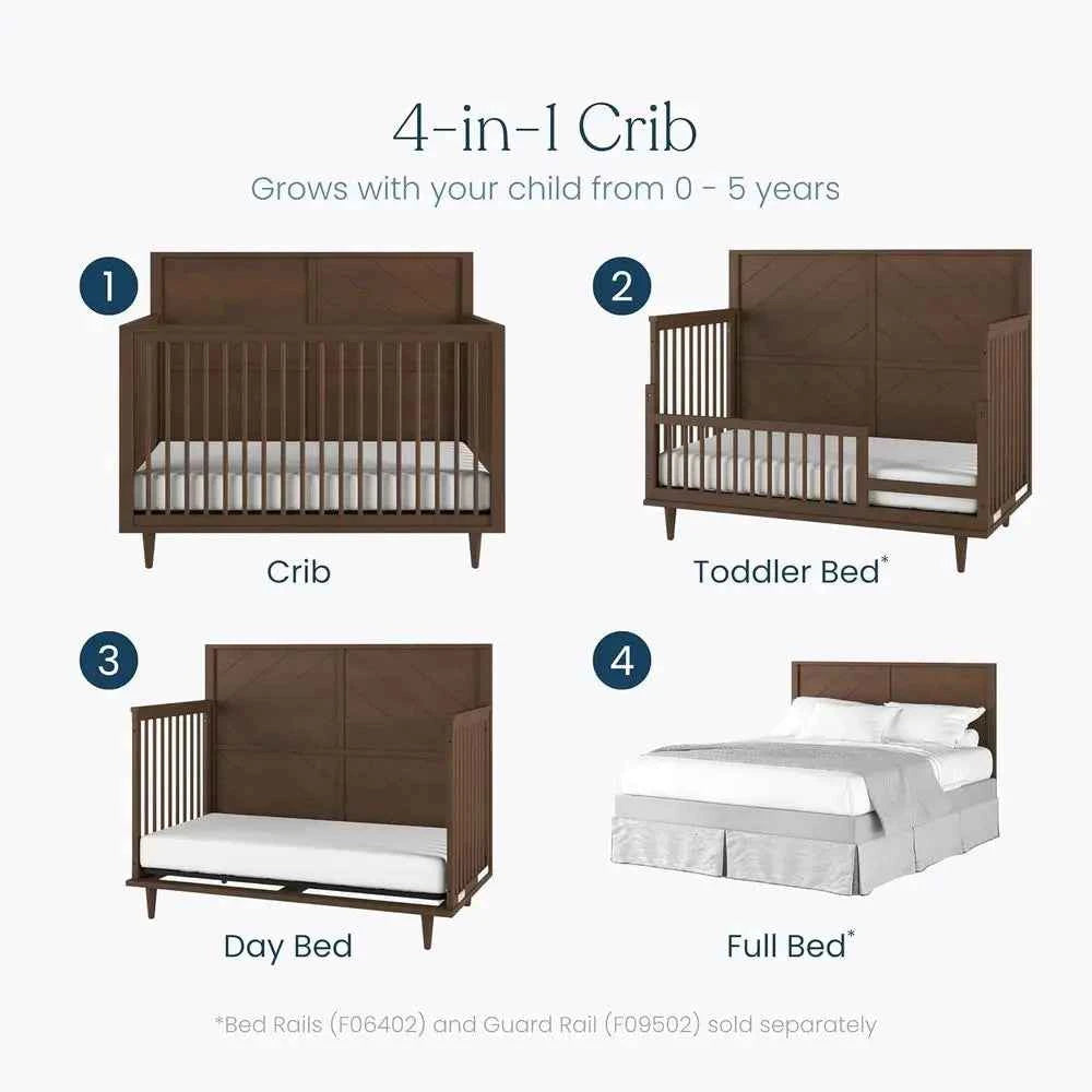 Surrey Hill Design 4-in-1 Convertible Baby Crib Nursery Furniture Set, Baby Bed, and 3 Drawers, For Babies, Toddlers and Kids Bedroom