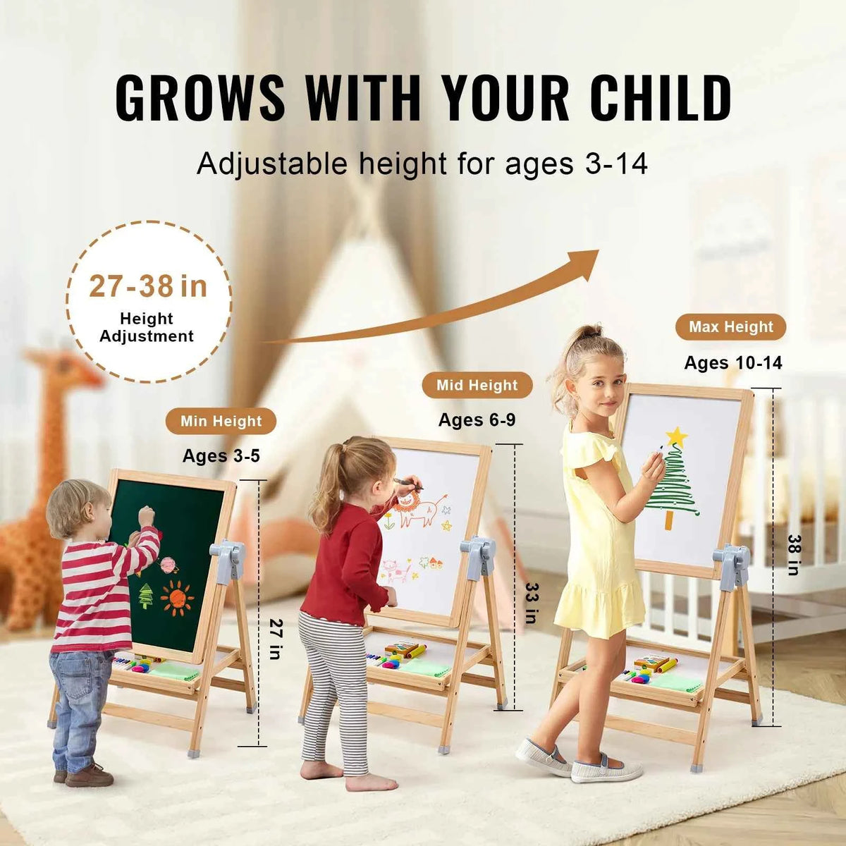 Standing Magnetic Drawing Board WordPad & Art Easel with Painting Accessories. Children Educational Toys for Kids.