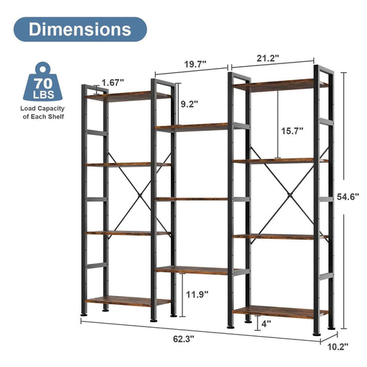 JHK 4 Tier Wide Display Bookshelf Combination. Adjustable Shelf Storage. Stable Frame with Graduated Shelves