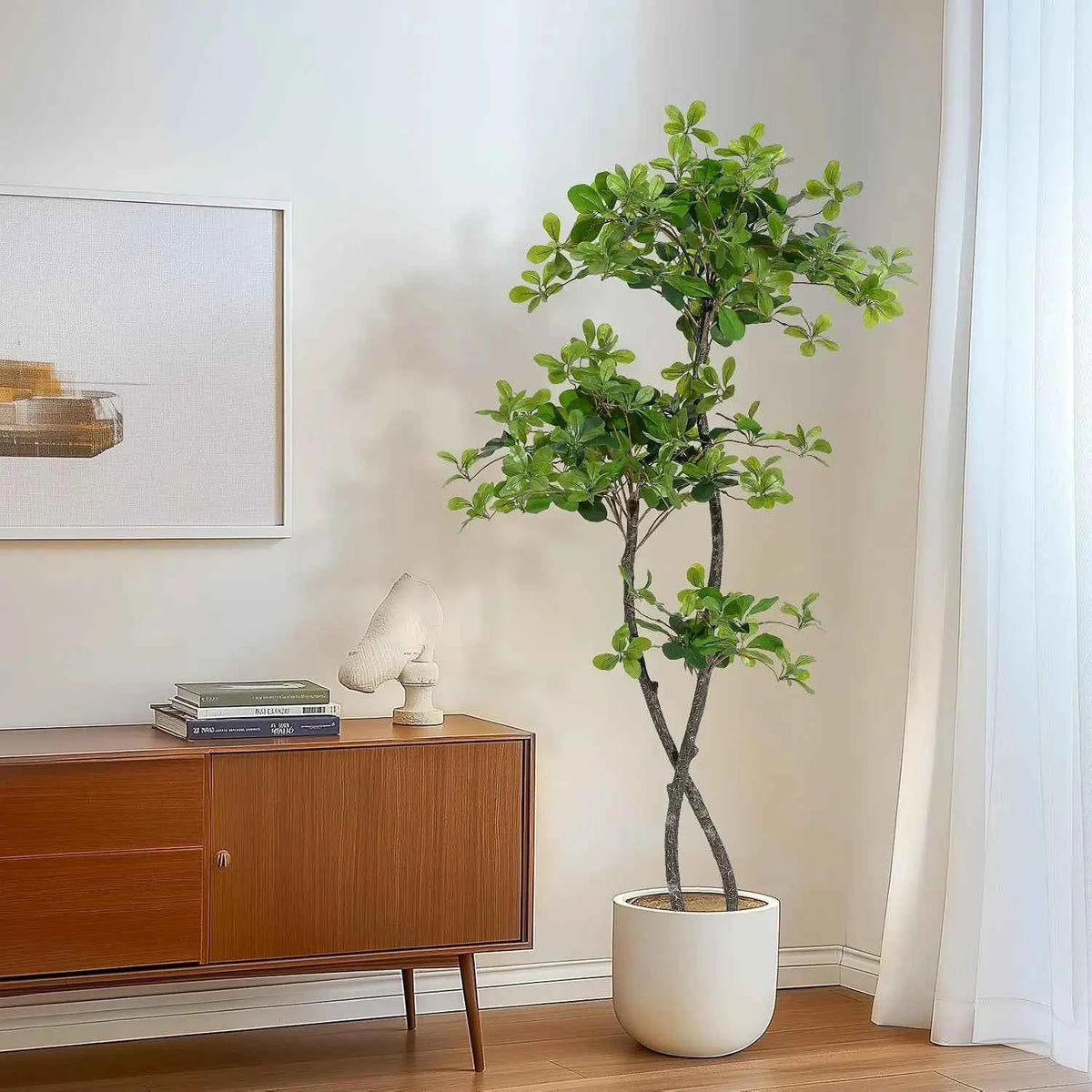 Artificial Plants Indoor, 5/6 ft Fake Black Olive Tree with Pot. Fake Tree Artificial Trees for Home, Office.