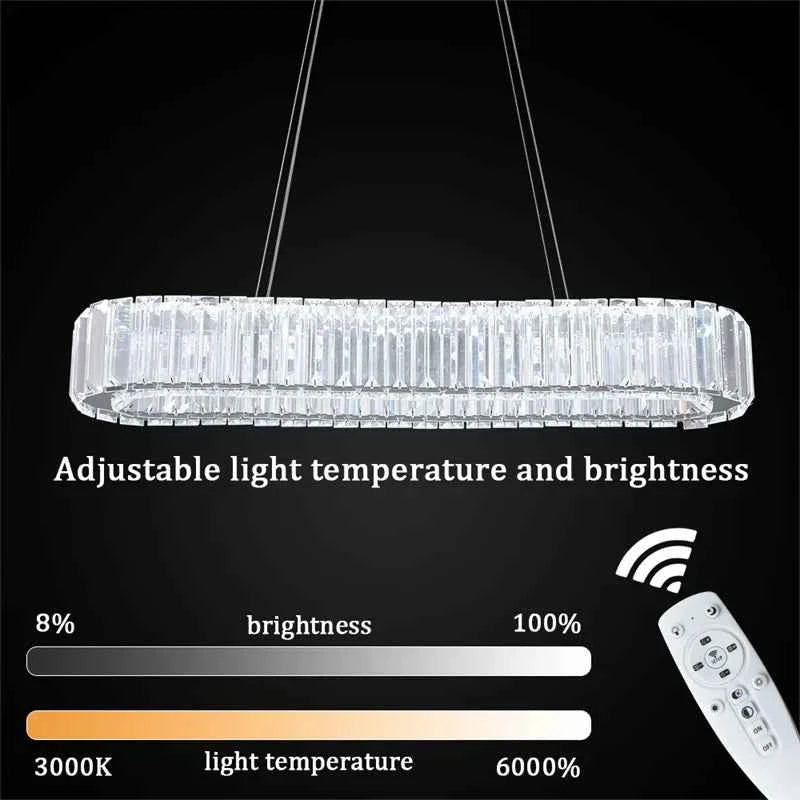 Indoor K9 Crystal Oval Ring Lamp. Luxury Interior Decoration. Led Chandelier. Hanging Lighting.