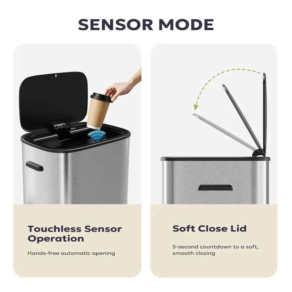 Stainless Steel Touchless Trash Can, Motion Sensor Lid For Kitchen,60L&16Gal, Custom