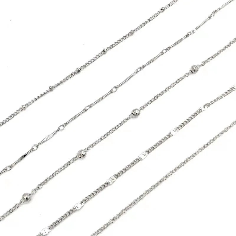 5 Pcs /set Silver plated Stainless Steel Anklet for women, men. Summer Beach Bracelet Accessories.