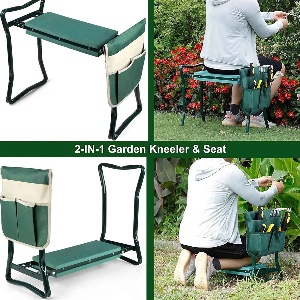 Garden Kneeler and Seat,  Folding Garden Bench. Portable with Foam EVA Kneeling