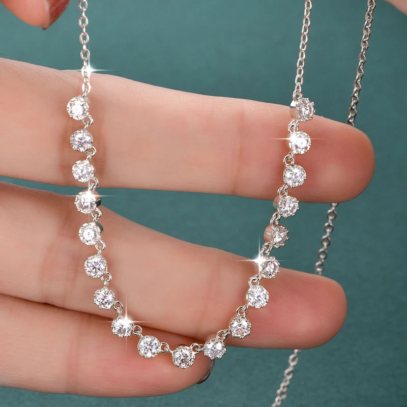 OXTAO 14K Gold Filled 3mm Moissanite Bubble-Style Necklace with Certified Smile Charm Necklace for Women