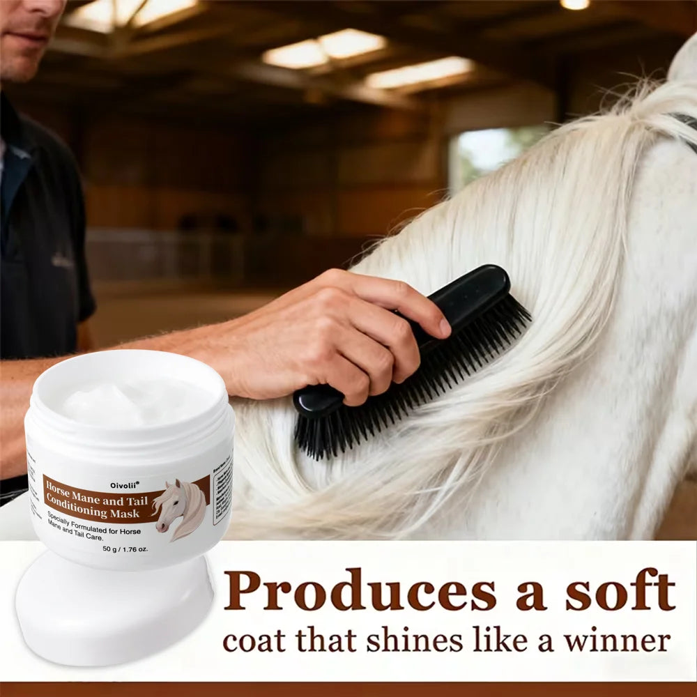 Horse Mane And Tail Deep Conditioning Mask with Nourishing Detangler for Shiny Smooth Manageable Hair. Ideal for All Horse Breeds