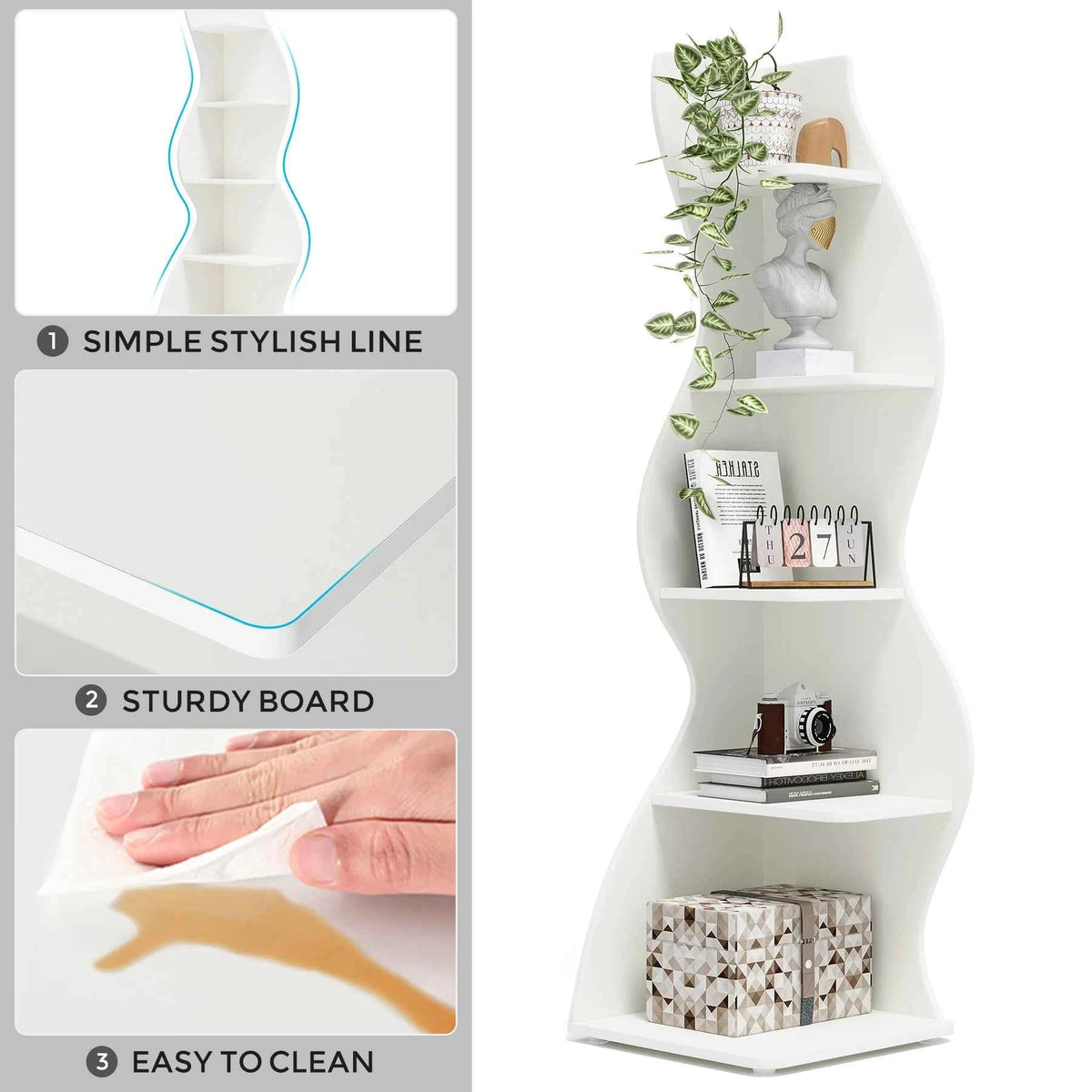 Tribesigns Corner Shelf, Stylish 5-Tier Corner Bookshelf,  Storage Rack. Plant Stand