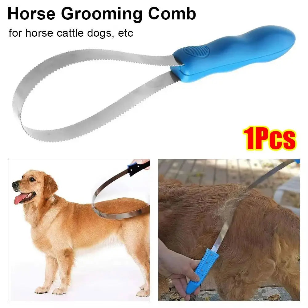 1Pcs Durable Nonslip Horse Grooming Comb, Double Sided Metal Equestrian Brush Scraper Hair Comb for all Animals such as Cattle, All Dog Types