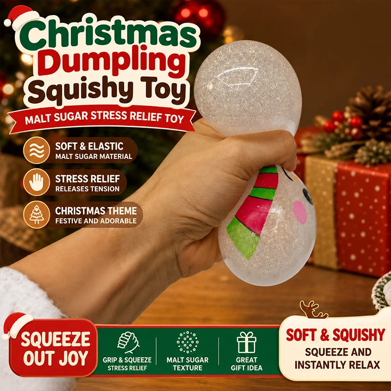 Limited Christmas Dumplings Squishy Glitter Maltose Snowman Set.  Squeeze and  Stress Relief Toys