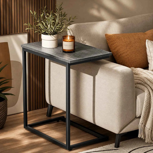 1/2 Packs C Shaped End Table, 27 Inches High, Table Slides Under most furniture, Sofa Side Table for Living Room