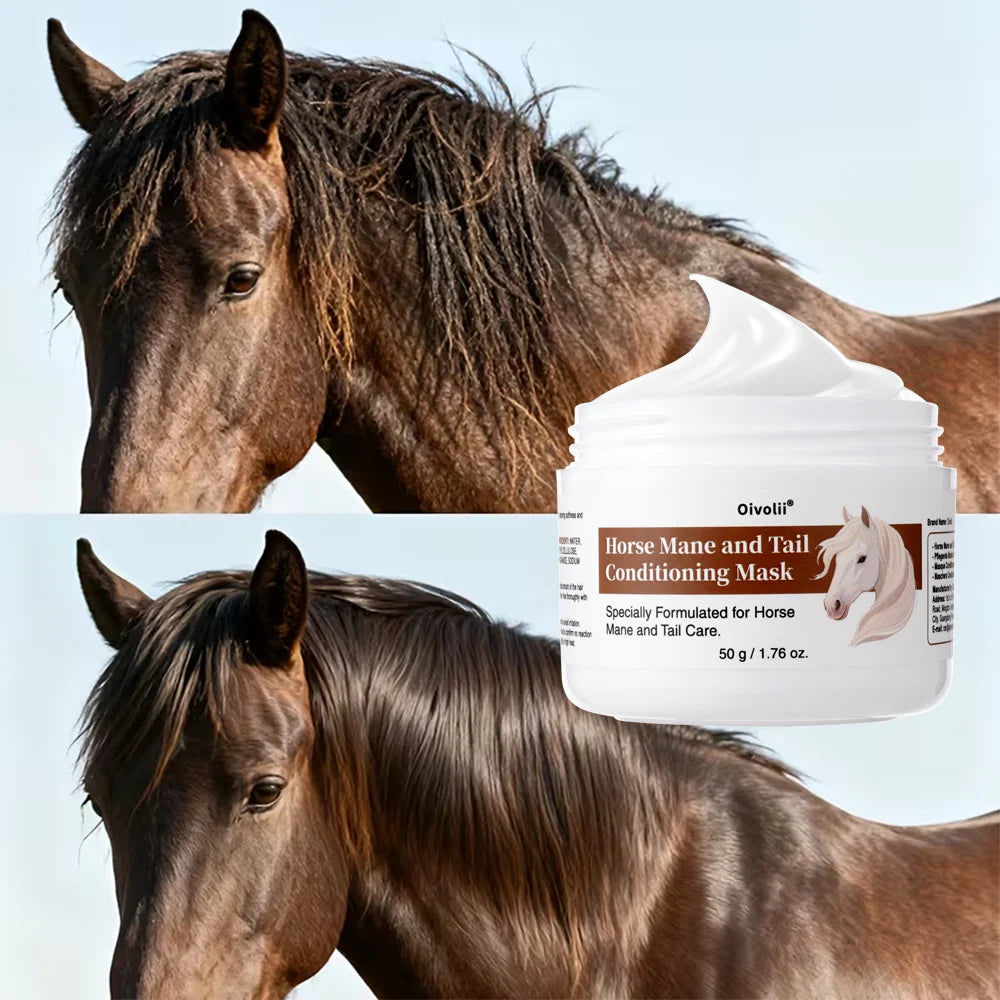 Horse Mane And Tail Deep Conditioning Mask with Nourishing Detangler for Shiny Smooth Manageable Hair. Ideal for All Horse Breeds