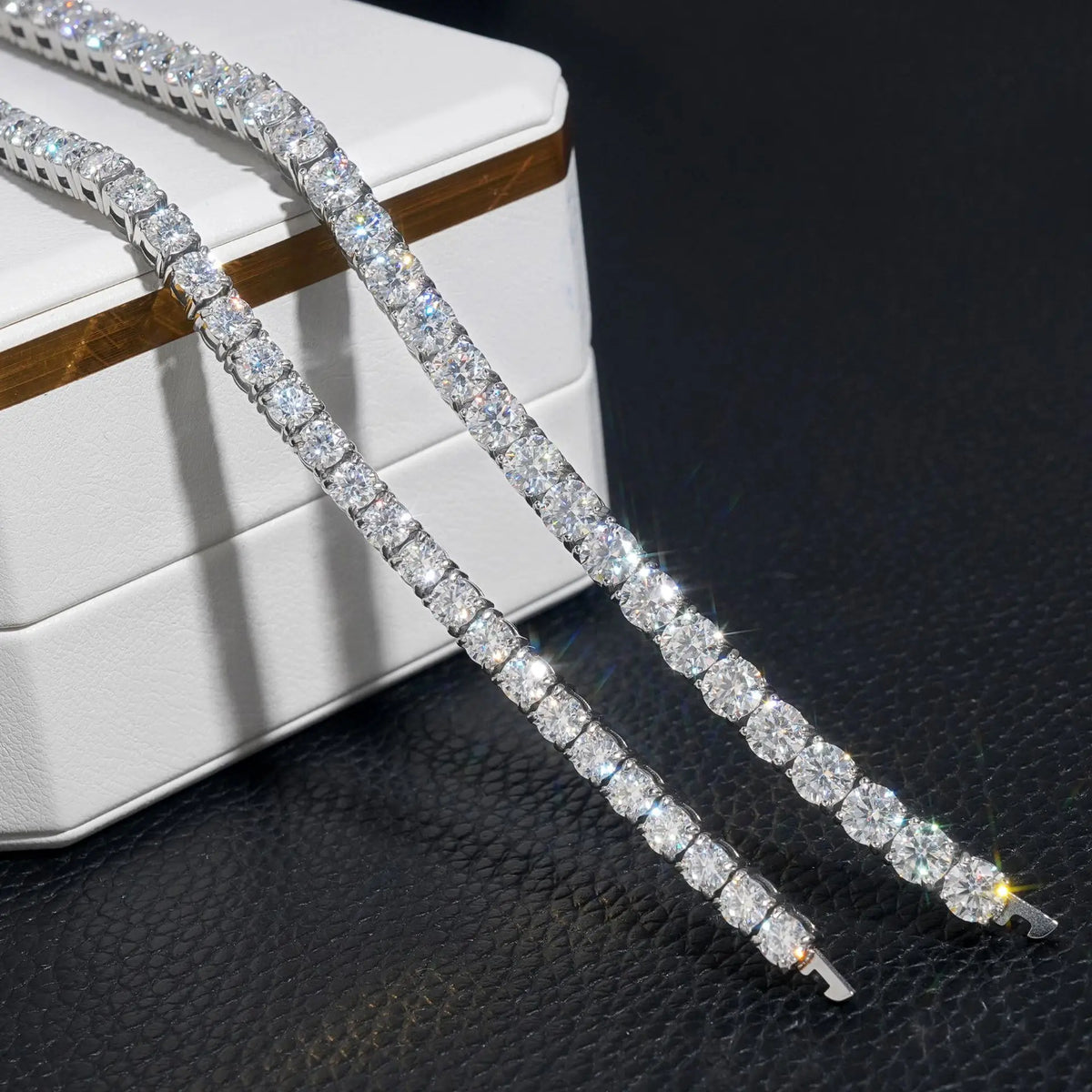 Hip Hop 925 Sterling Silver 3mm, 4mm, 5mm, VVS Moissanite Diamond Necklace, Moissanite Tennis Chain