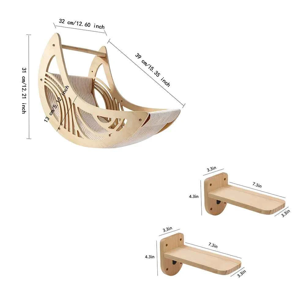 Wall Mounted Cat Shelves Set. Moon Shape Hammock. Star Perches &Climbing Steps.  For  Cats Indoor, Res,, Playing or Sleeping