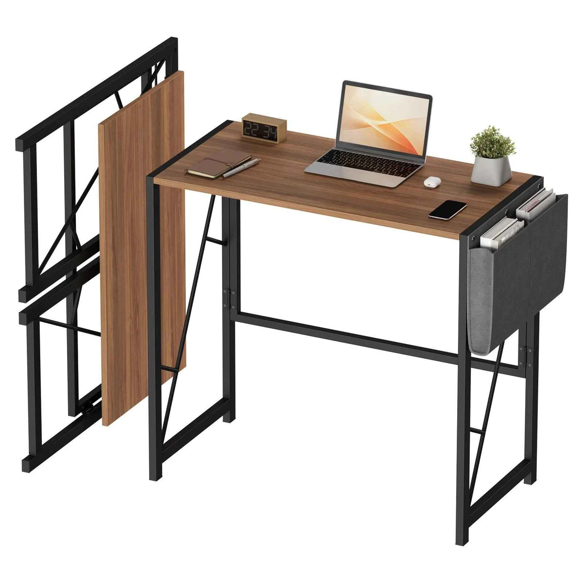 31.5inch Folding  Desk with Headphone Hook & Storage Bag,  Desks for Small Spaces, Bedroom, Apartment, Easy to Fold