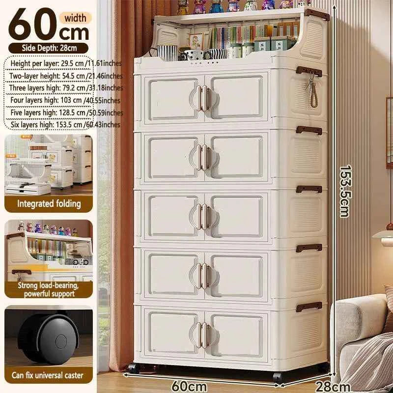 Multi-layer Storage Rack. Plastic Stand. Foldable Floor-standing Cabinet.