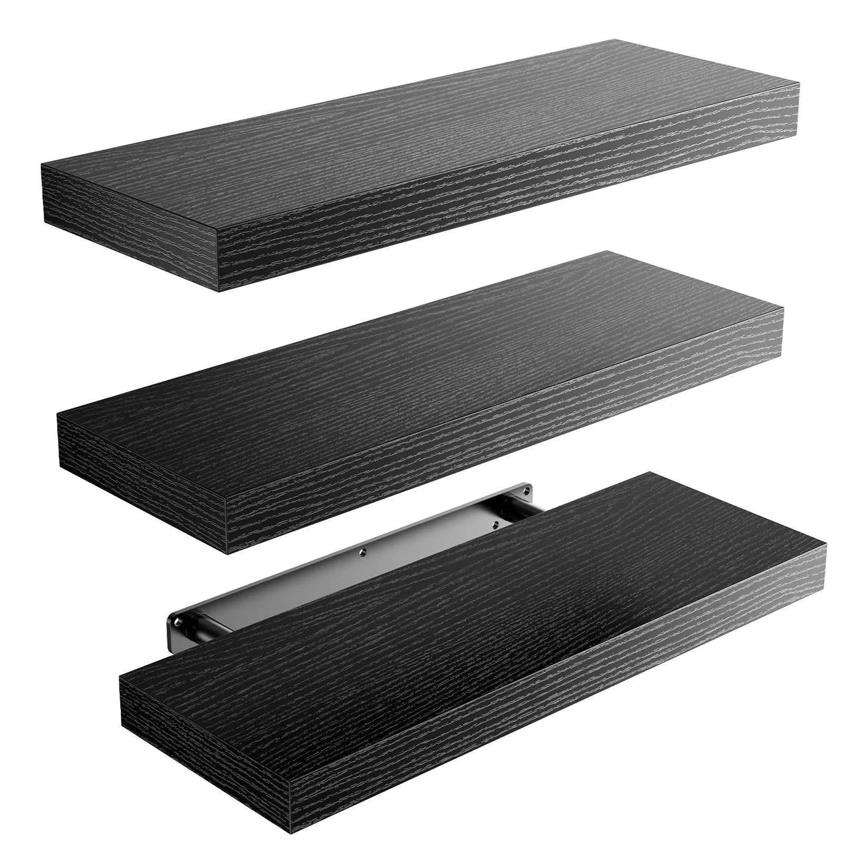 Set of 3, Floating Wall Shelves For Decor,  Mounted on the wall with  Invisible Brackets