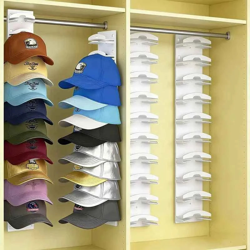 Wall Mounted Hat Organizer Holds 18 Baseball Caps Home Storage Holder,  1 or 2 pieces