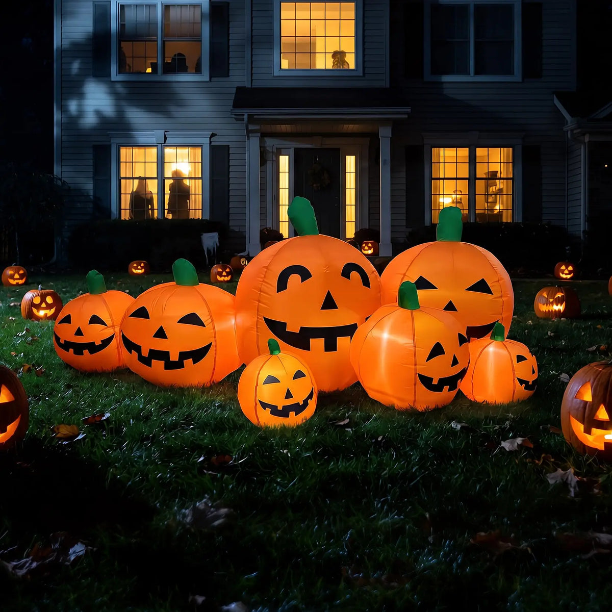 Inflatable Halloween Pumpkin with LED Lights, 7.5ft Outdoor Holiday Yard Decoration for Fall and Thanksgiving, 230cm 0.8A Fan 1000mA Transformer Lawn Festival Display Equipment