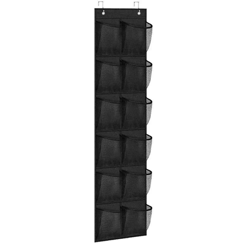 12 Pockets Over the Door Organizer. Large Mesh Pockets With 2 Hooks Transparent Fabric