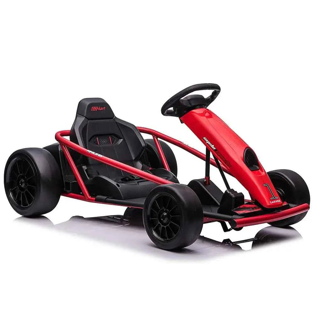 24V Electric Go Kart For Kids Ages 8+, 2x300W Drift Racing Ride On Car With 9Ah Battery, Music Horn, EVA & Nylon Wheels