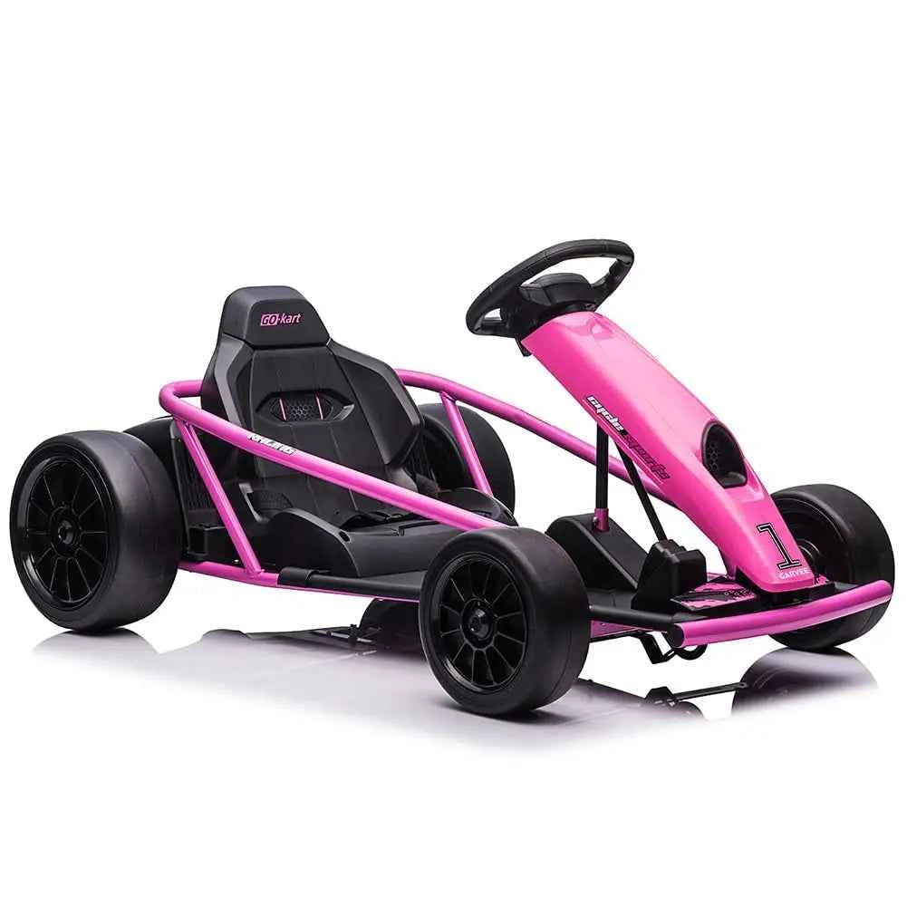 24V Electric Go Kart For Kids Ages 8+, 2x300W Drift Racing Ride On Car With 9Ah Battery, Music Horn, EVA & Nylon Wheels