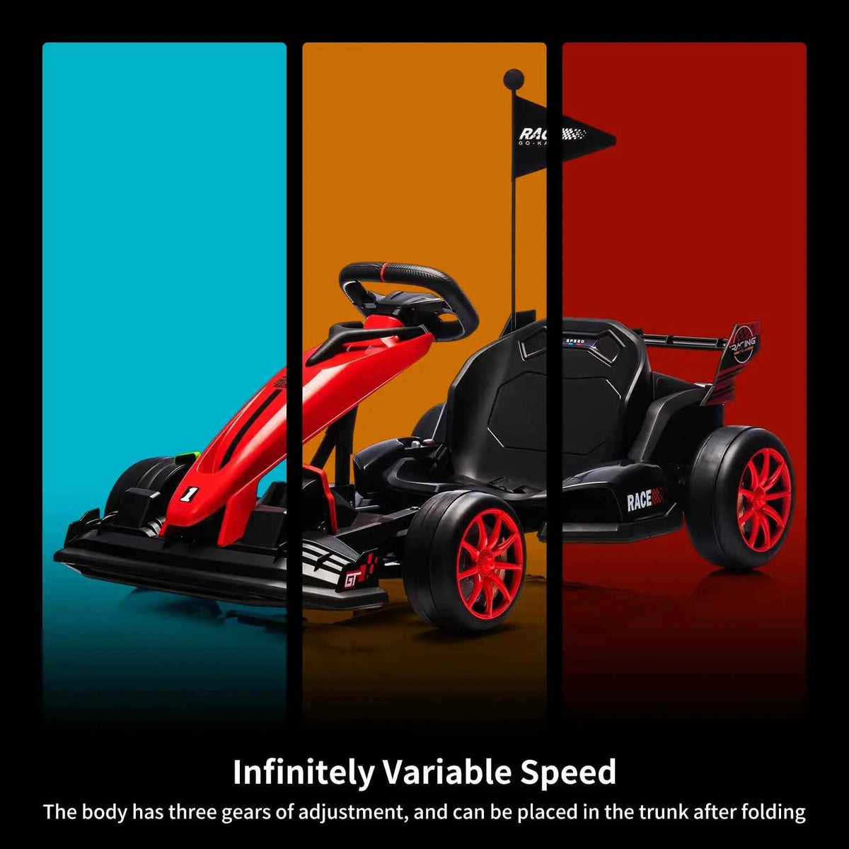 24V Electric Drift Go Kart For Kids, 400W Ride On Racing Car, 7.5 MPH Outdoor Drifting Toy With Adjustable Frame, Brake & Belt
