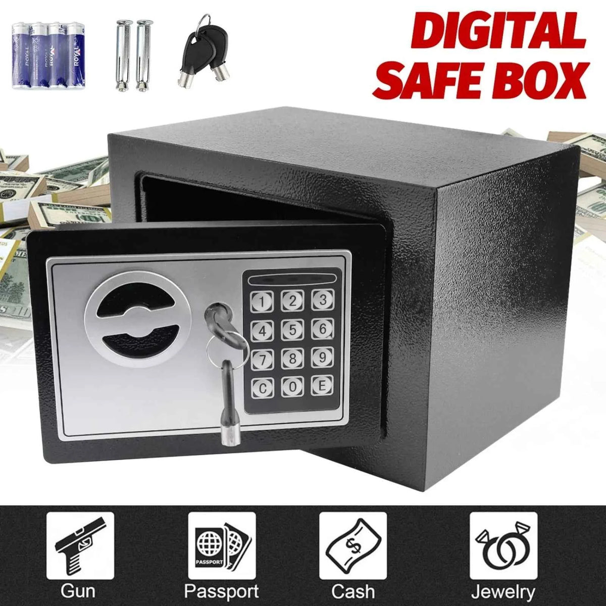 Digital Electronic Safe Box, Keypad Lock Security. Home, Office, Cash, Jewelry and more