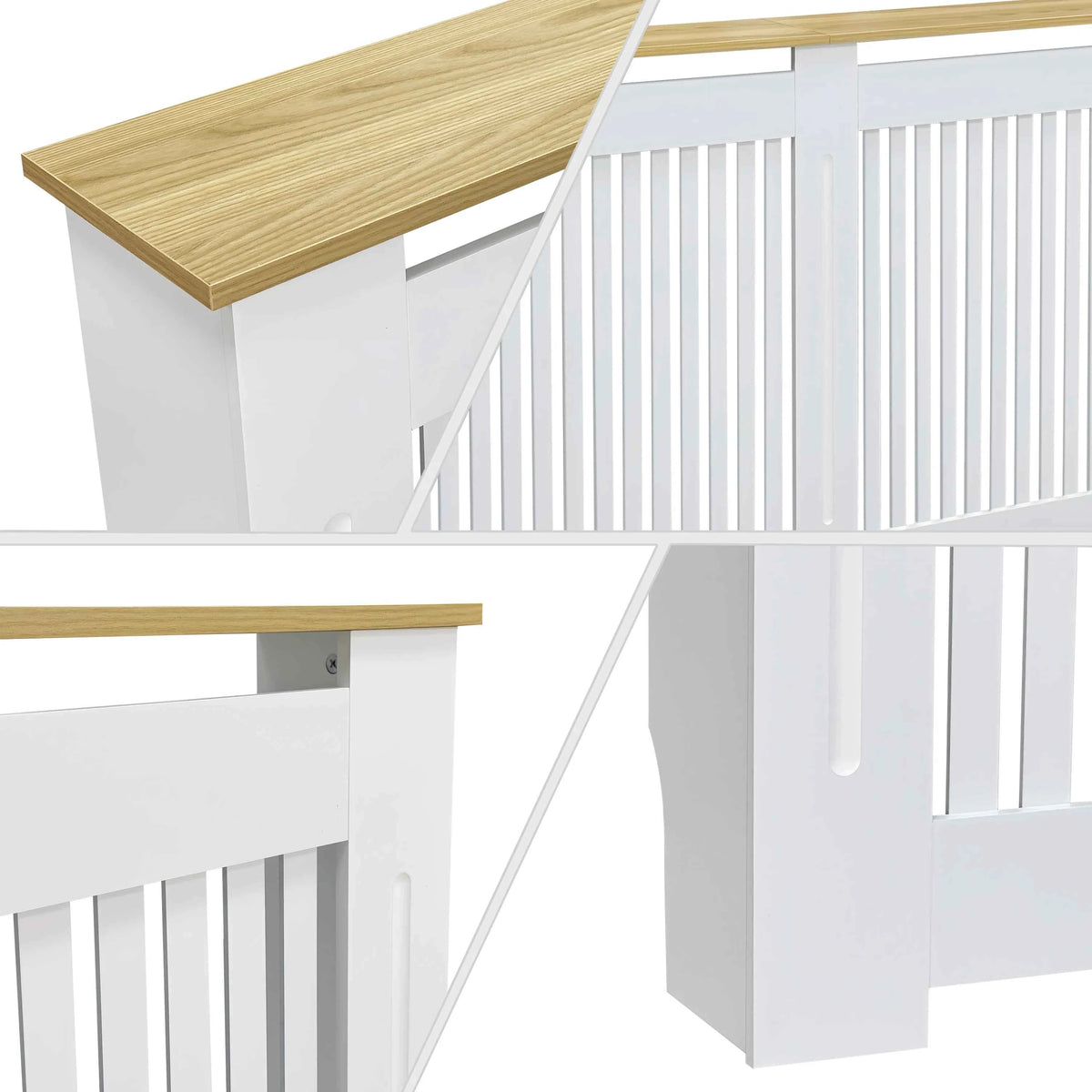 Modern Radiator Cover.  Decorative Heater Protector. Wall Vertical Slat Grill Shelf with MDF Wood Top