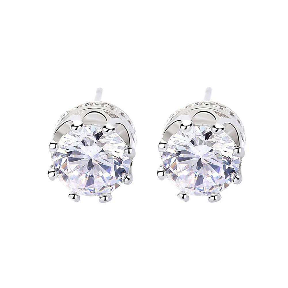 Exquisite Eight Claws Crown Stud Earrings, 925 Sterling Silver Moissanite Earrings for Women.