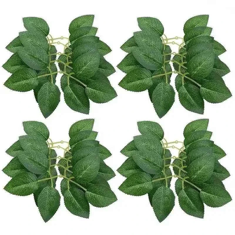 5-100pcs Fake Rose Flower Green Leaves for Valentine's Day ,Wedding, Birthday Party. Artificial Roses Heads with Stems Supplies