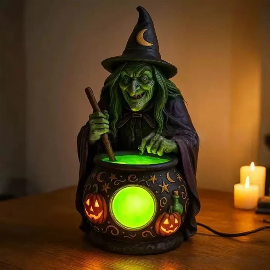 Halloween Witch Ghost 3D  Lantern. Decorative Resin Lantern For  Spooky Party Decoration. Halloween Outdoor or Indoor Lantern