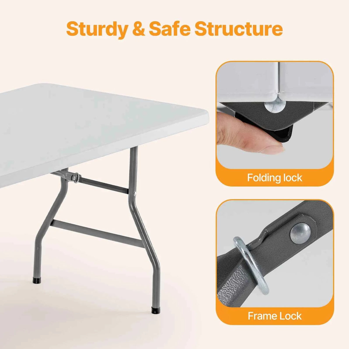 MCQ 6 FT to 8 FT Folding Outdoor Picnic Table With Carrying Handle