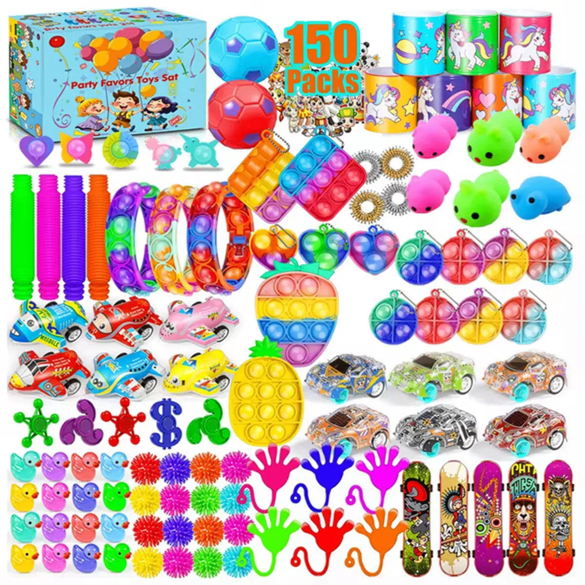 Kids Fidget Toys Party Favors Pack - Sensory Set Gifts with Stickers, Goodie Bag Fillers, Treasure Box, Classroom Prizes for School