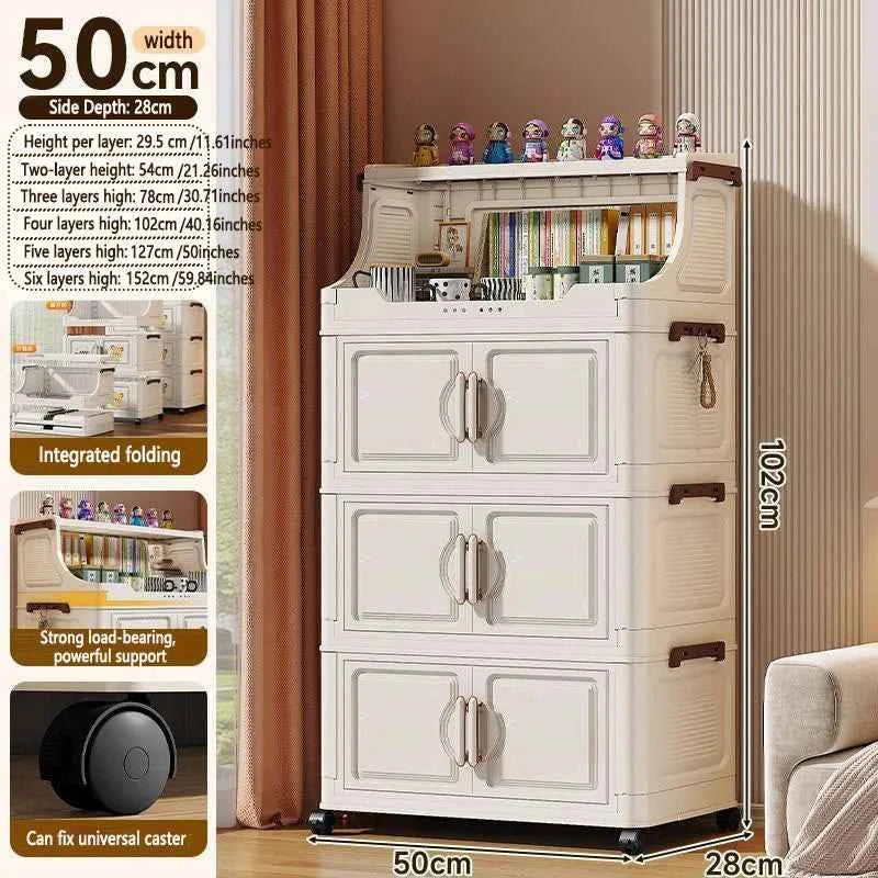 Multi-layer Storage Rack. Plastic Stand. Foldable Floor-standing Cabinet.