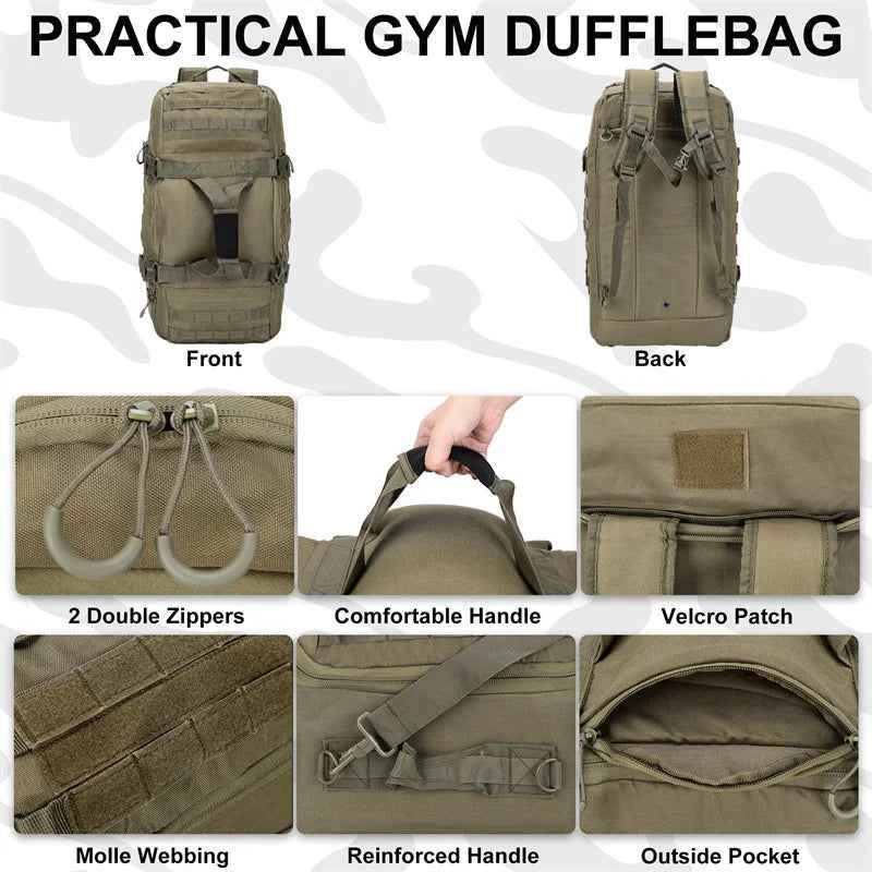 LQARMY 30L 45L 80L Outdoor Mountaineering Bag, Molle Tactical Backpack, Large Duffel Bag, Hiking, Camping, and Travel Bags