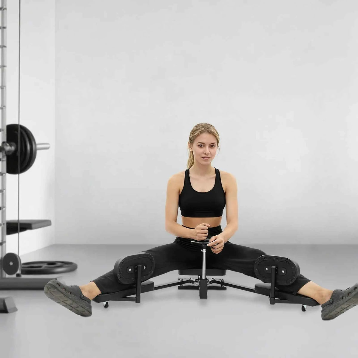 11.8x11.8 Inch Stretching Equipment, Split Stretching Machine with PU Cushion, Horizontal Cross, 220.46 lbs Capacity, for Flexibility,